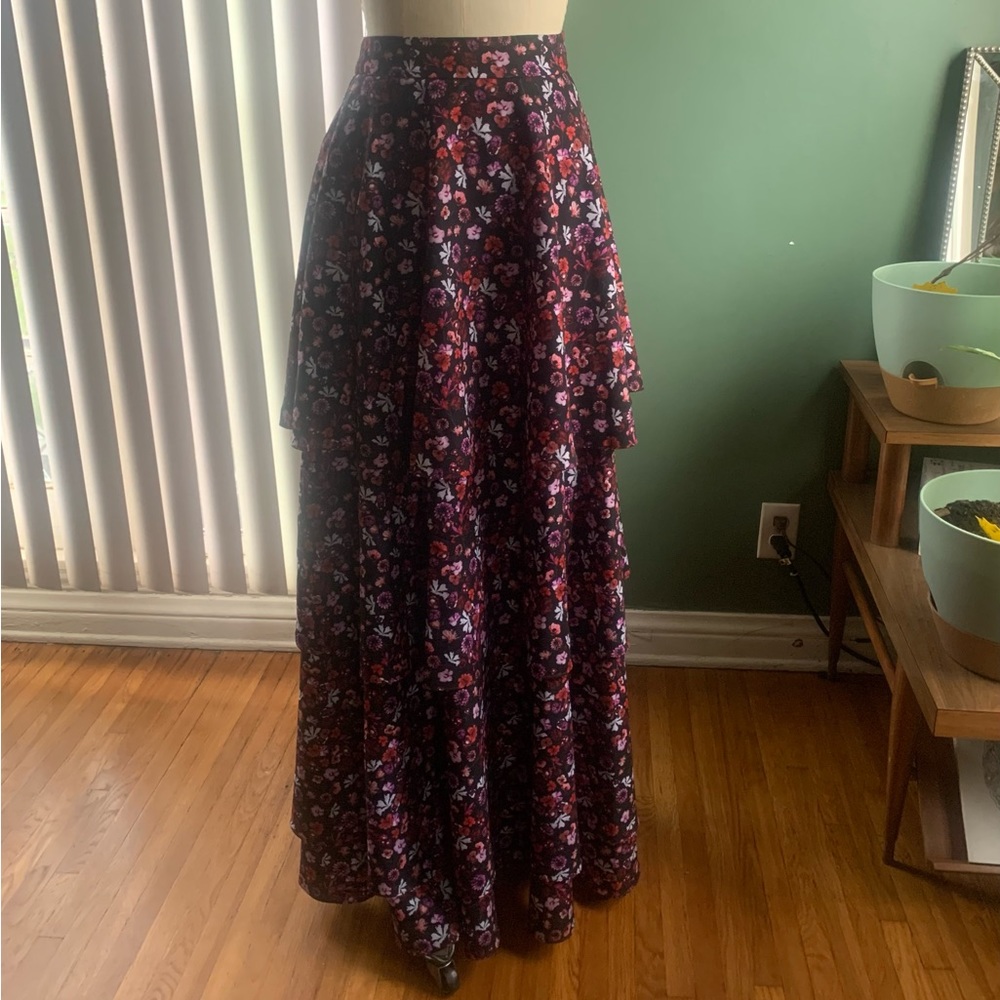 Fame and Partners Floral Ruffle Maxi Skirt